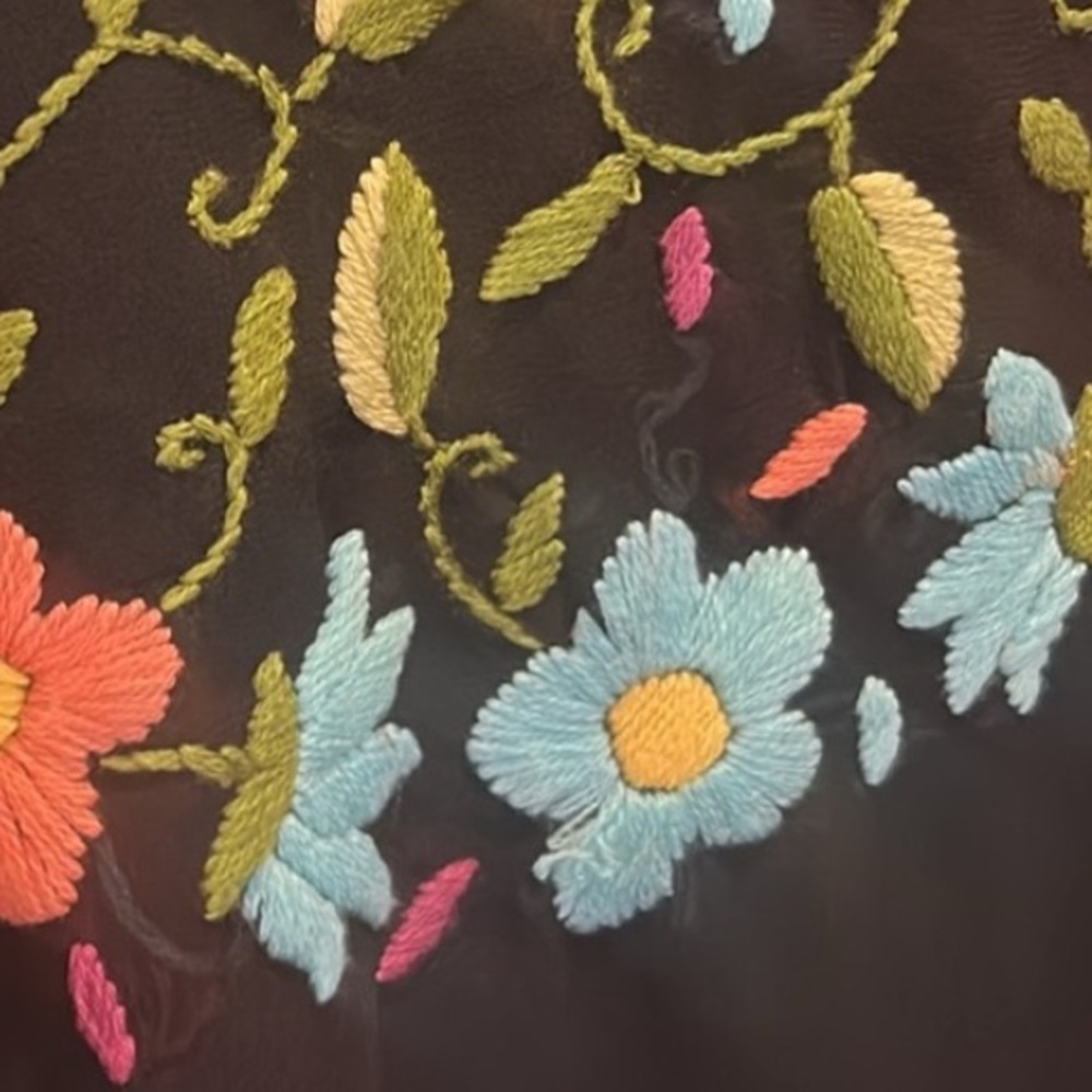 Judith March Flutter Sleeve Multicolor Floral Embroidery Dress Black Size Small - Picture 12 of 12